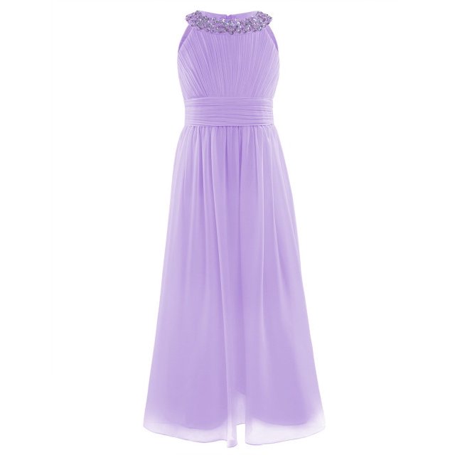 AAMILIFE Robe Fille Brodée Fleur Formelle Fête Robe de Bal Bal Princesse Demoiselle d'Honneur Robe de Mariage
