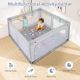 thumbnail image 2 of OLAKIDS Foldable Baby Playpen with Mat, 59” x 59” Large Baby Play Yard for Infant with 50 Ocean Balls, 4 Handlers, Carry Bag, Indoor Outdoor Fence Toddler Activity Center, 2 of 9