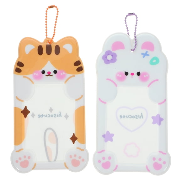 2pcs Cartoon Card Protector Clear Card Holder Card Cover Decorative Card Protection Cover