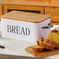 thumbnail image 3 of Meitianfacai Wooden Lid Bread Box Household Metal Baking Bread Box Iron Storage Box Kitchen Food Storage Box, White, 3 of 5