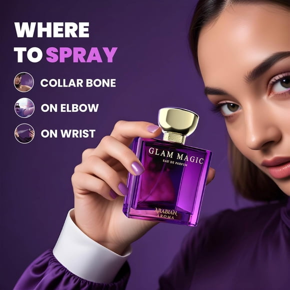 Arabian Aroma Glam Magic Eau De Parfum For Women 100ml, 3.4 Fl.oz. | Long Lasting Perfume For Girls - With Pink Pepper, Peony & Osmanthus Notes | Perfect For Any Occasion - Perfect Gift For Wife