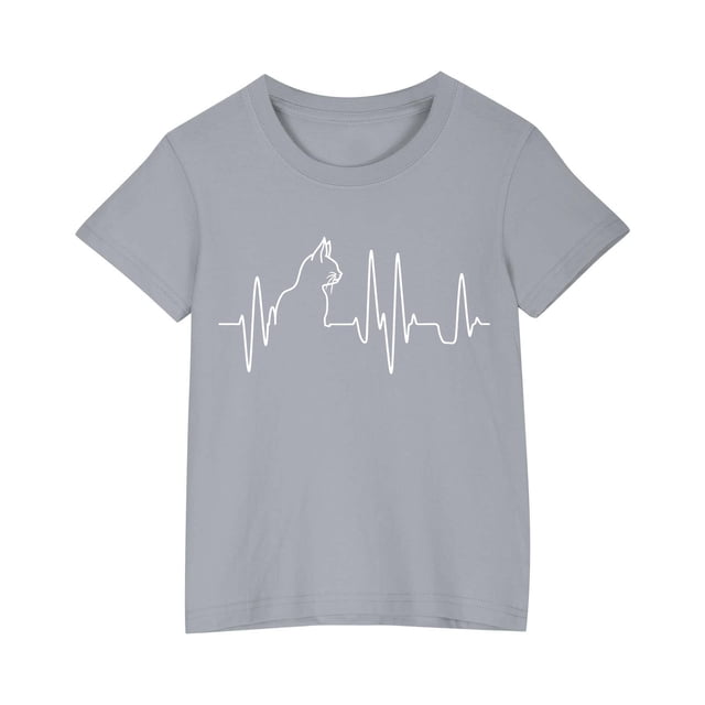 T-shirt en Coton pour Tout-Petits Garçons Filles Col Rond Manches Courtes T-Shirt Imprimé Haut 1 Pce