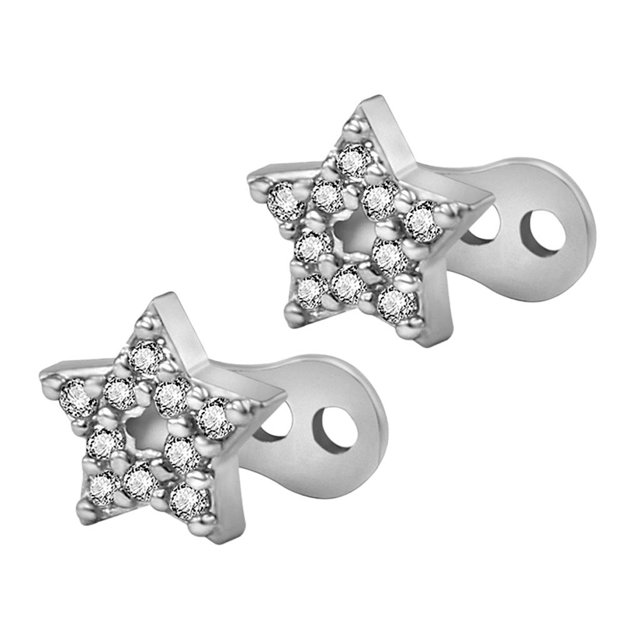 KLKCMS 2 Pcs Hauts d'Ancrage Dermique et Base en Acier Titane Bijoux de Perçage Étoile/