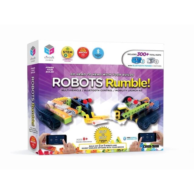 Ensemble Robots Rumble de Circuit Cubes – Ensemble robotique télécommandé à 2 joueurs - Jouet d'apprentissage STEM pour les enfants de 8 ans et plus
