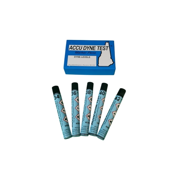 The Dyne Test de Stylo de Base 34-42 pour Films Plastiques Vendus par Kolorguide (5 Unités)