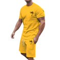 thumbnail image 1 of UANWENN Men's Summer Tracksuit Plus Size Short Sleeve Athletic Suit Casual Color Block Drawstring Waist Tracksuit Set Men's Suit Jacket Men's Suits Regular Fit Jacket Suit Satin Jacket Roaring, 1 of 6