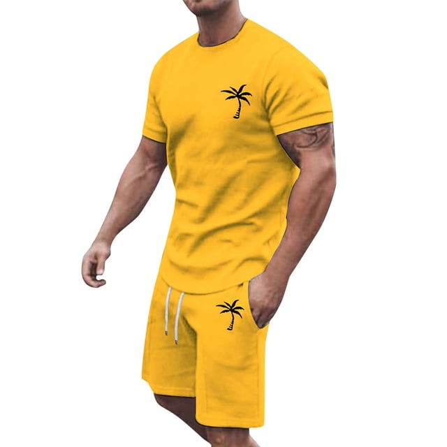 UANWENN Men's Summer Tracksuit Plus Size Short Sleeve Athletic Suit Casual Color Block Drawstring Waist Tracksuit Set Men's Suit Jacket Men's Suits Regular Fit Jacket Suit Satin Jacket Roaring