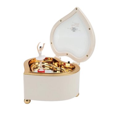Maytalsory Boîtes Musicales Multifonctionnelles en Forme de Cœur avec Ballerine Rotative Boîte Musicale Blanche