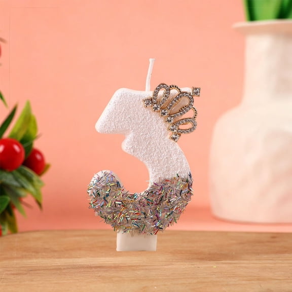 Diamond Crown Number Birthday Cake Candles 0-9 for Party Decor