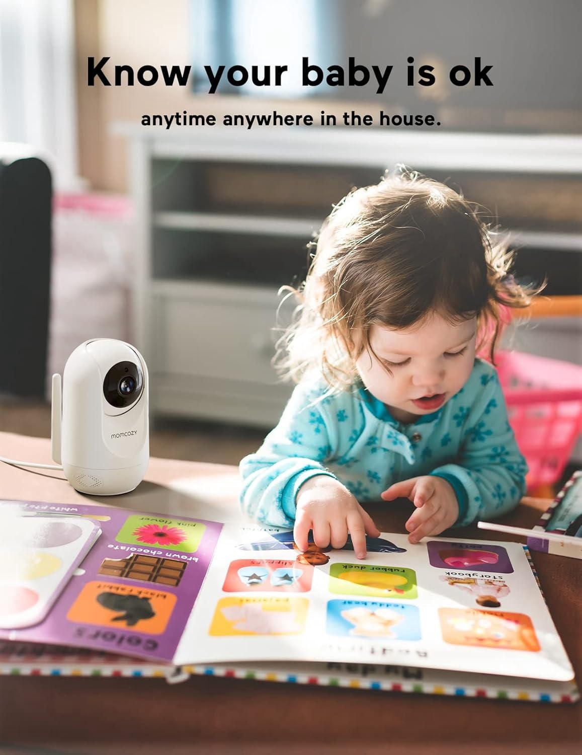 Momcozy Baby Monitor BM01, 1080P HD Video Monitor, Infrared Night Vision for Infant, Add-on Camera Unit, White