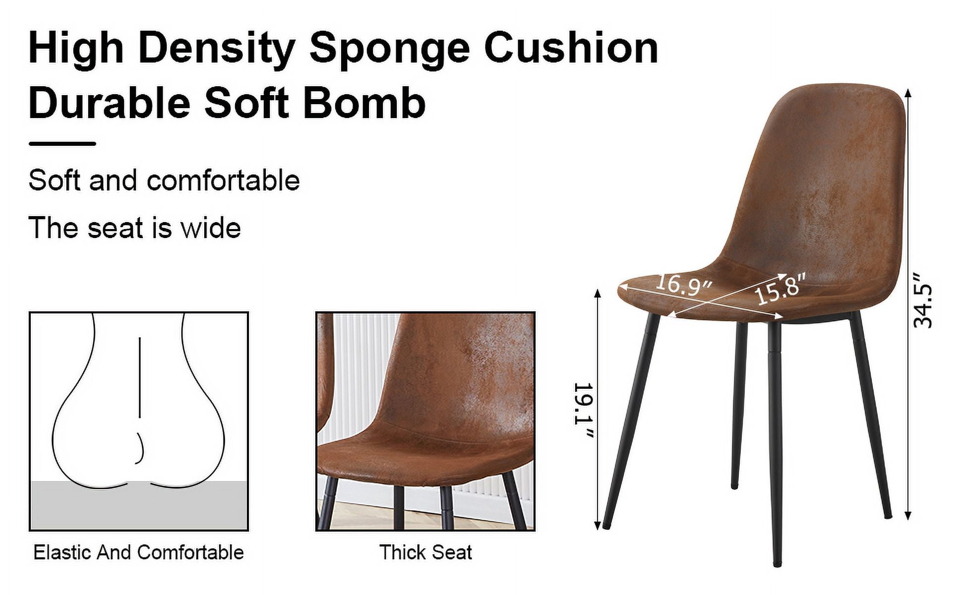 Noble House Ensemble de 6 chaises de salle à manger modernes en tissu technique brun aspect suède