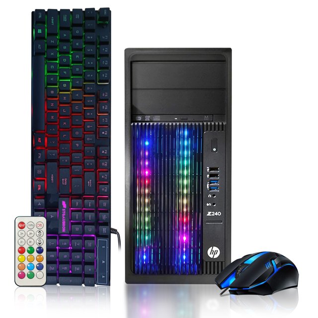 HP Gaming PC Desktop computer - Intel Quad I5 up to 3.6GHz, GeForce RTX 2060 6G, 128G SSD + 2TB, 16GB Memory, RGB Keyboard & Mouse, DVD, WiFi & Bluetooth, Win 10 Pro Refurbished Grade A