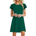 thumbnail image 2 of Birdeem Robes Mini pour Femmes Été Décontractées à Volants Manches Courtes Mignonnes Col Rond Robe Fluide avec Poches, 2 of 6