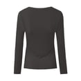 thumbnail image 5 of WEIYLL Ladies Summer Tops U Neck Lace Long Sleeve Loose Solid Dark Gray Blouse Sizes M, 5 of 5