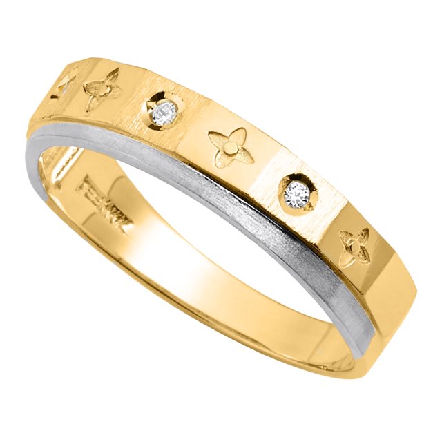 Precious Stars 14K Two-Tone Gold Cubic Zirconia 5-mm Men's Wedding Band