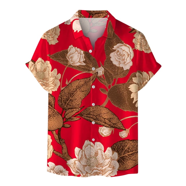 Chemises pour Hommes Manches Courtes Boutons Décontractés Imprimé Plage Chemise Col Rabattu Manches Courtes Blouse Chemises en Lin Manches Courtes Chemises Décontractées Manches Courtes