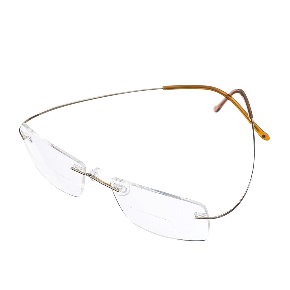 Jcerki Super Light Titanium alloy Bifocal Reading Glasses Men Women Fashion Rimless Reading Eyeglasses + Eyewear Case