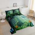 thumbnail image 4 of Erosebridal Ensembles de Literie Papillon Bleu Orange Grand Lit avec Couette, Insert de Couette Feuilles de Jungle Vertes, Réversible 3 Pcs, 4 of 8