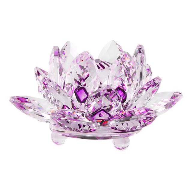 Artificial Quartz Crystal Lotus Flower Figurine Wedding Party Decor Souvenir