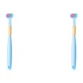 thumbnail image 3 of Baohd Macaron Color Toothbrush Vibrant And Stylish Three Head Toothbrush For Cleaning Plastic A22 Sky Blue Child 2Set, 3 of 6