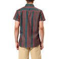 thumbnail image 3 of INSPIRE CHIC Men's Shirt Vertical Striped Button Down Point Collar Short Sleeve  Shirt M Green Red, 3 of 6