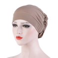 thumbnail image 3 of Women Solid Beading Hat Muslim Ruffle Cancer Chemo Hat Wrap Cap, 3 of 3