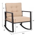 thumbnail image 3 of Costway Patio Rattan Rocker Chair Outdoor Glider Rocking Chair Cushion Lawn, Black Black+Beige, 3 of 10