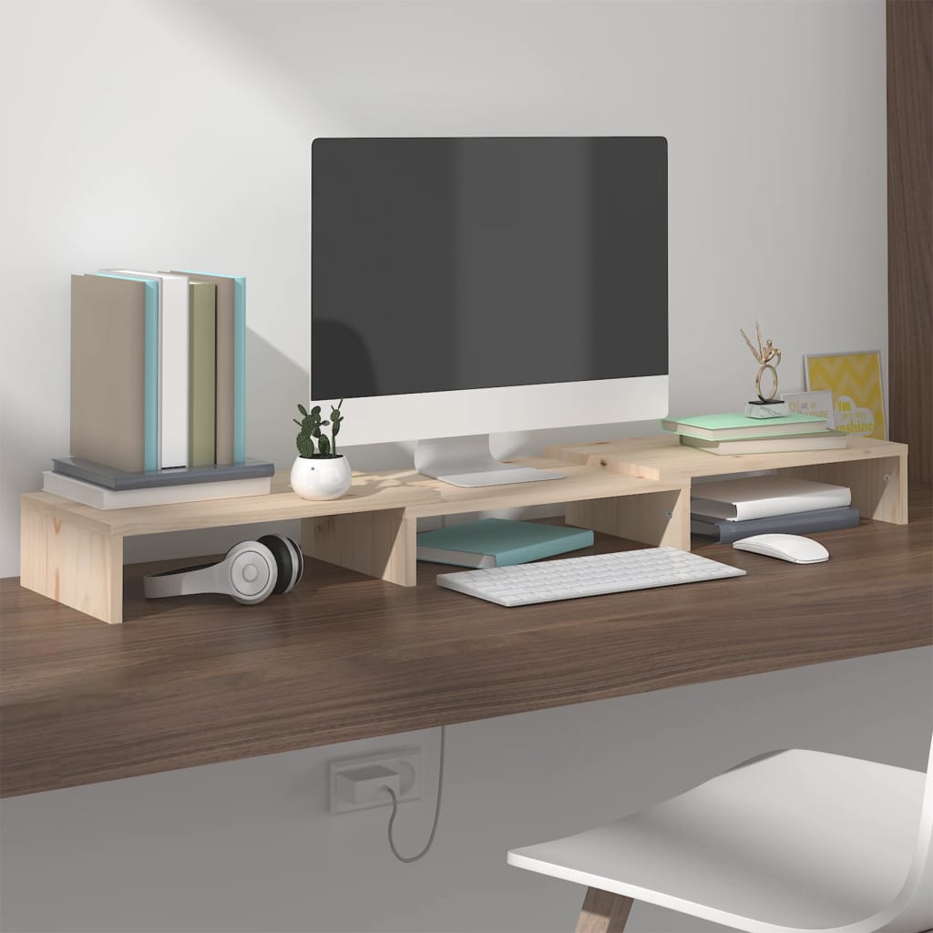 vidaXL Monitor Stand 80x24x10.5 cm Solid Wood Pine