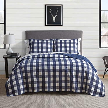 Eddie Bauer Home | Lake House Collection | Bedding Set-100% Cotton Light-Weight Quilt Bedspread, Pre-Washed for Extra Comfort, Full/Queen, Blue