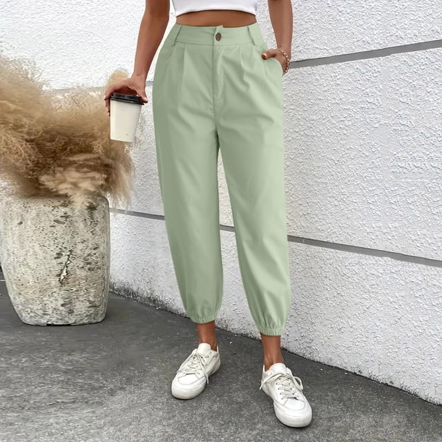 WILLBEST Womens Jeans Women's Solid Color Zipper Slacks with Angled Pockets Women Performance