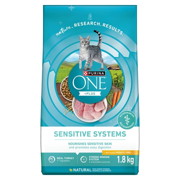 Purina ONE +Plus Systèmes Sensibles Dinde, Nourriture Sèche pour Chats 1.8kg