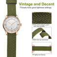 thumbnail image 2 of Bracelet en Nylon Perlon Unisexe avec Boucle en Acier Inoxydable Argenté, Vert Armée, 22mm, 2 of 6