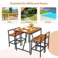 thumbnail image 4 of Patiojoy 5PCS Patio Rattan Bar Set with Umbrella Hole Wood High-Dining Bistro Set with 4 Bar Stools for Poolside&Garden, 4 of 7