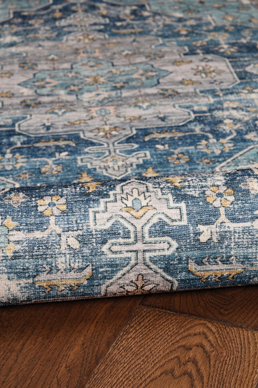 Tapis lavable Sariah 5 pi x 7 pi sarcelle et ivoire