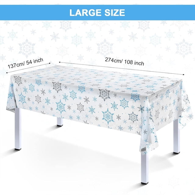 TIMIFIS A Tablecloth Christmas Winter Decoration Disposable Plastic Tablecloths Red Blue Snowflake Christmas Party Tablecloths Kitchen Appliances