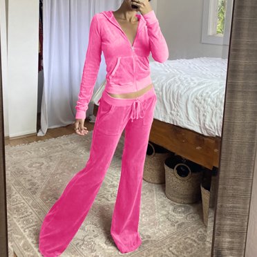 Weiqiqre Ensemble de Survêtement en Velours 2 Pcs pour Femmes, Tenues Deux Pièces pour Femmes, Hauts Courts à Manches Longues à Fermeture Éclair, Ensembles de Pantalons de Survêtement avec Poches