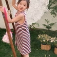 thumbnail image 4 of JDQJBZ Girls Sleeveless Dress Striped Print Tank Style Casual Summer Outfit, 4 of 5