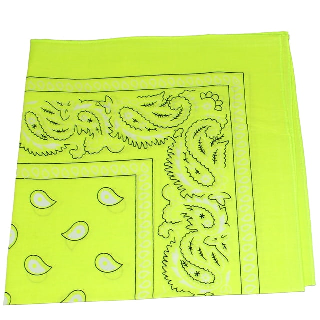 Mechaly Bandanas Paisley 100 % Coton (Jaune Néon)