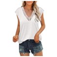 thumbnail image 1 of Birdeem Womens Summer Solid Color Sleeveless Blouses Summer Lace V Neck T-Shirts Tops, 1 of 8