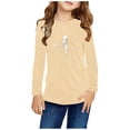 thumbnail image 2 of T-shirts à Manches Longues pour Filles, Col Rond, en Coton, Imprimé Libellule, T-Shirts Décontractés d'Automne et de Printemps, T-Shirts Graphiques Basiques pour Enfants (5 Ans, Beige), 2 of 5