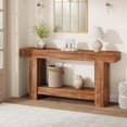 thumbnail image 2 of Long Console Table, 2-Tier Farmhouse Sofa Table Behind Couch, Rectangular Accent Console with Storage for Hallway Foyer Entrance, 2 of 8