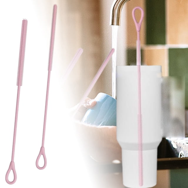 Long Flexible Silicone Cleaning Brush Upgraded Reusable Bending Design For Cup Lid Bottle Jar Kitchen Cleaning Tool 2PCS