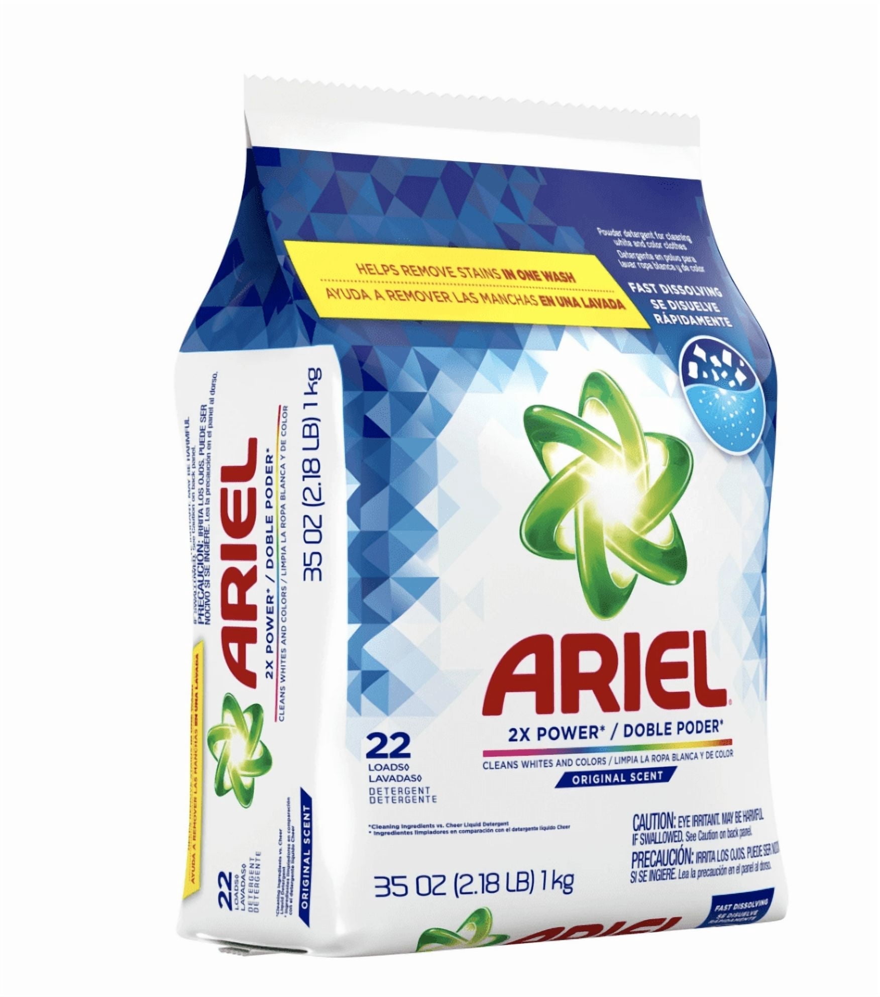Ariel Powder Laundry Detergent 2.2 lb – 1 Pack – 2X Power, Deep Clean for Whites & Colors