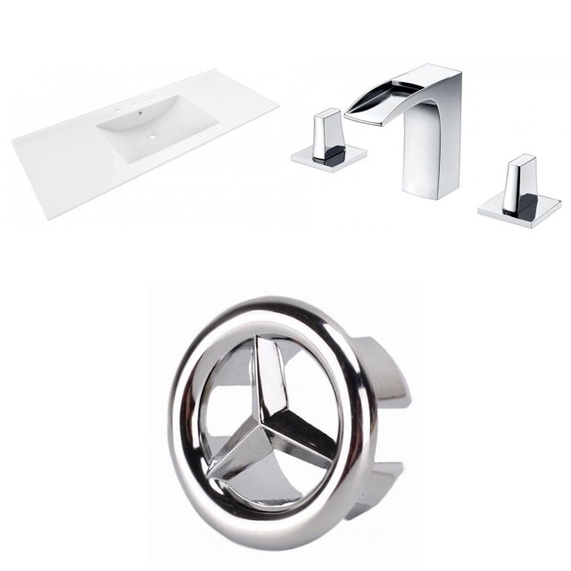American Imaginations 30-in. W 1 Hole Ceramic Top Set In White Color - Overflow Drain Incl. AI-24136