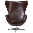 thumbnail image 4 of Brown Leather Egg Chair with Tilt-Lock Mechanism, 4 of 4