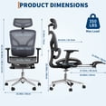 thumbnail image 4 of 3Rd Gen Ergonomic High Back Mesh Office Chair with Footrest, 4d Adjustable Armrests & Dynamic Lumbar Support, Reclining Tilt Function Rolling Casters Desk Chair for Home Office, Black, 4 of 8