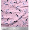 thumbnail image 1 of Soimoi Cotton Poplin Fabric Airplane,Guitar Wire & Notes Musical Instrument Printed Fabric 1 Yard 56 Inch Wide, 1 of 3