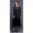 thumbnail image 3 of Bimba Robe Maxi à Volants pour Femmes, Géométrique, Manches Bishop, Col Rond, Taille Smockée - Petit, 3 of 5