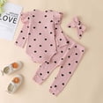 thumbnail image 4 of DPTALR Toddler Baby Kids Girls Heart Print Ruffle Romper Pants Headband Clothes Suit, 4 of 9