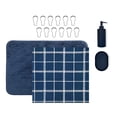 thumbnail image 3 of Mainstays 16-Piece Navy Blue Check Shower Curtain Bathroom Set – Fabric Curtain with Rug, Hooks, Soap Dispenser & Tray, 3 of 16